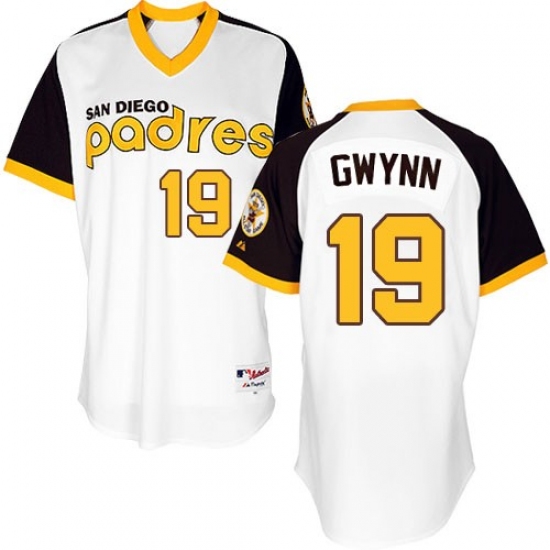 Men's Majestic San Diego Padres #19 Tony Gwynn Replica White 1978 Turn Back The Clock MLB Jersey - Ujersey