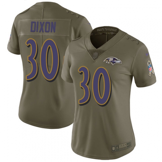 Women's Nike Baltimore Ravens #30 Kenneth Dixon Limited Olive 2017 Salute to Service NFL Jersey - Ujersey