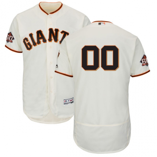 Men's San Francisco Giants Majestic Ivory Home On-Field 60th Season Patch Flex Base Custom Jersey - Ujersey