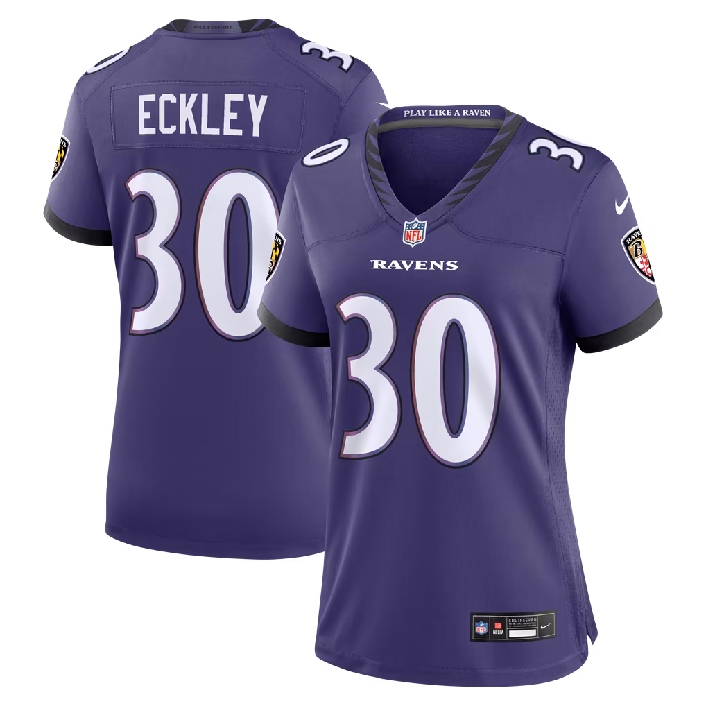 Women's Baltimore Ravens Ryan Eckley Nike Purple Team Game Jersey - Ujersey