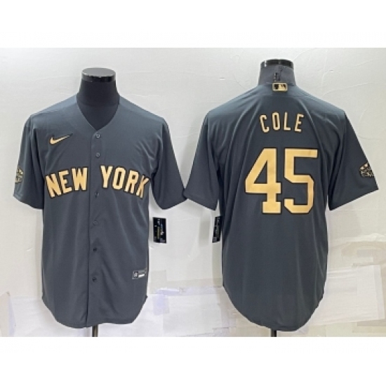 Men's New York Yankees #45 Gerrit Cole Grey 2022 All Star Stitched Cool Base Nike Jersey - Ujersey