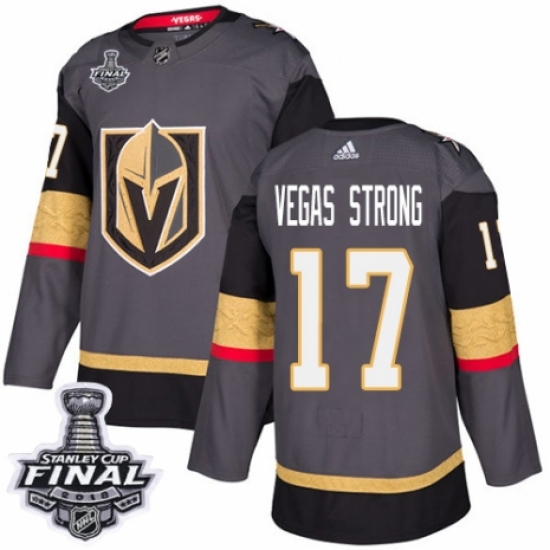 Youth Adidas Vegas Golden Knights #17 Vegas Strong Authentic Gray Home 2018 Stanley Cup Final NHL Jersey - Ujersey