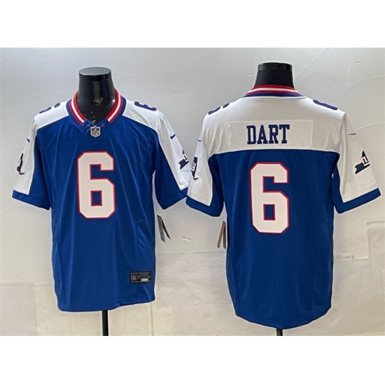 Men's New York Giants #6 Jaxson Dart Royal White 2025 Draft F.U.S.E. State Patch Vapor Limited Stitched Football Jersey - Ujersey