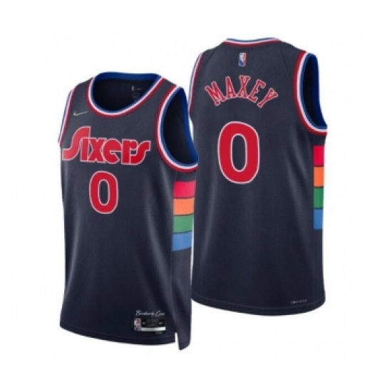 Men's Tyrese Maxey #0 Philadelphia 76ers 2021-22 City Navy Jersey - Ujersey