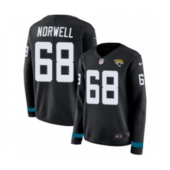 Women's Nike Jacksonville Jaguars #68 Andrew Norwell Limited Black Therma Long Sleeve NFL Jersey - Ujersey