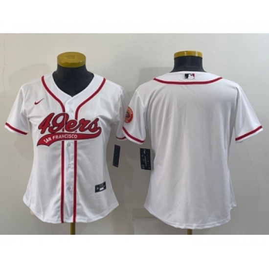 Women's San Francisco 49ers Blank White With Patch Cool Base Stitched Baseball Jersey(Run Small) - Ujersey