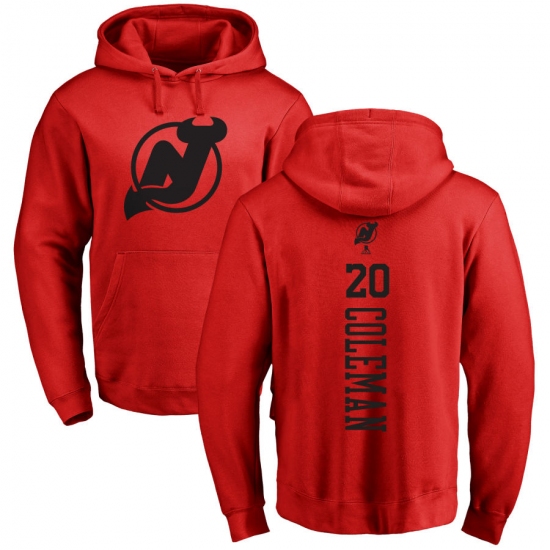 NHL Adidas New Jersey Devils #20 Blake Coleman Red One Color Backer Pullover Hoodie - Ujersey