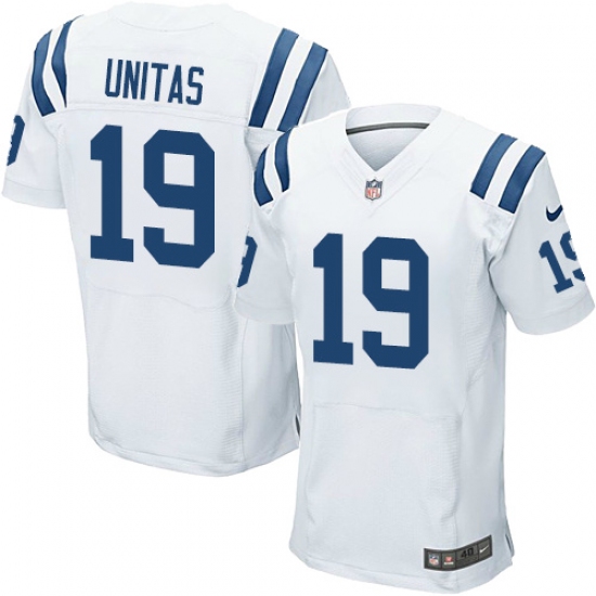 Men's Nike Indianapolis Colts #19 Johnny Unitas Elite White NFL Jersey - Ujersey