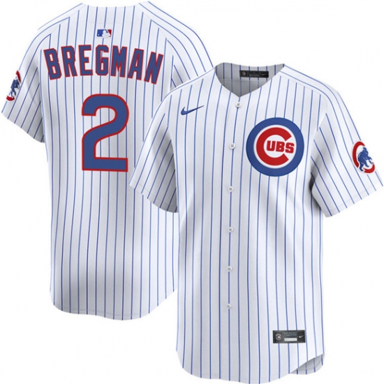 Men's Chicago Cubs #2 Alex Bregman White 2026 Home Limited Stitched Baseball Jersey - Ujersey