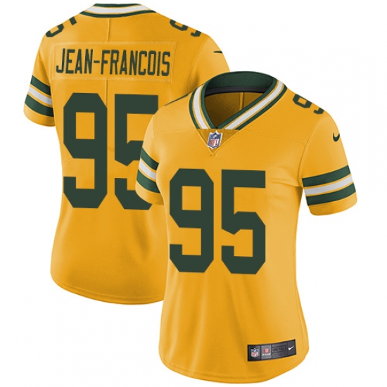 Women's Nike Green Bay Packers #95 Ricky Jean-Francois Limited Gold Rush Vapor Untouchable NFL Jersey - Ujersey