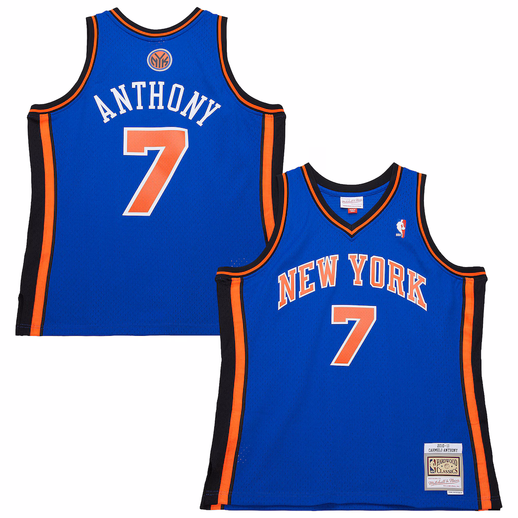 Men's New York Knicks Carmelo Anthony Mitchell & Ness Blue Big & Tall 2010/11 Swingman Jersey