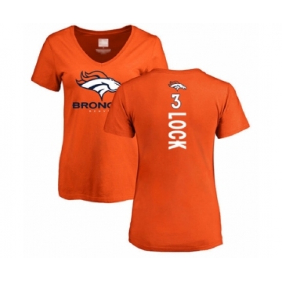 Football Women's Denver Broncos #3 Drew Lock Orange Backer T-Shirt - Ujersey