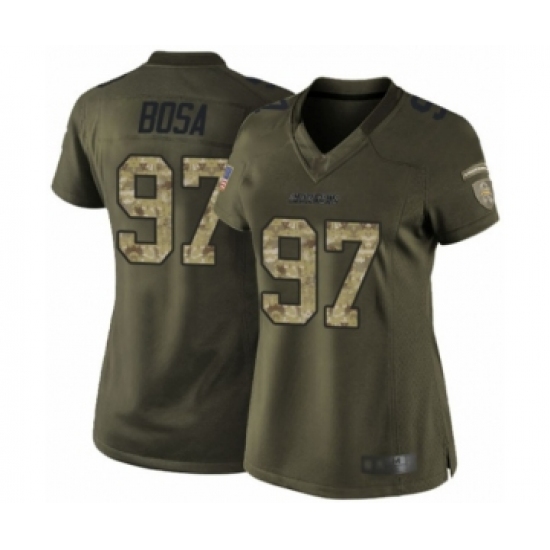 Women's Los Angeles Chargers #97 Joey Bosa Elite Green Salute to Service Football Jersey - Ujersey