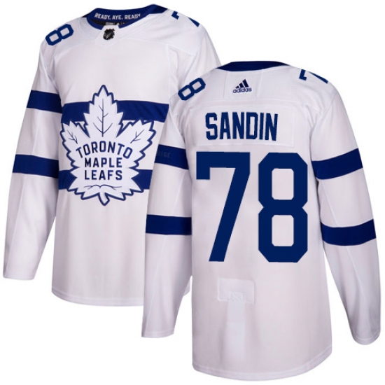 Youth Adidas Toronto Maple Leafs #78 Rasmus Sandin Authentic White 2018 Stadium Series NHL Jersey - Ujersey