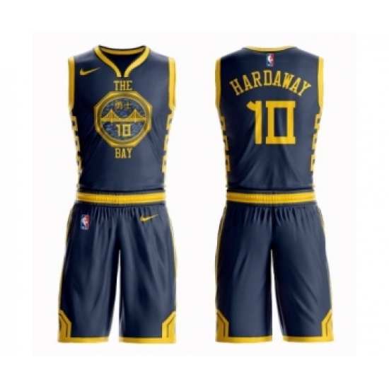 Men's Nike Golden State Warriors #10 Tim Hardaway Swingman Navy Blue NBA Suit Jersey - City Edition - Ujersey
