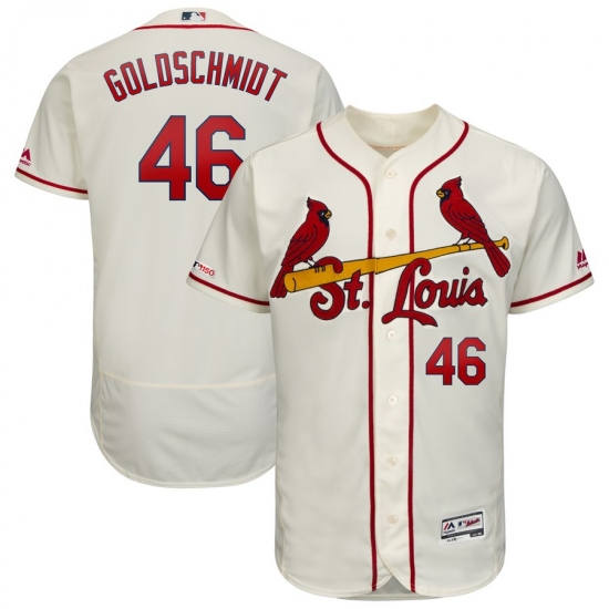 Men's St. Louis Cardinals #46 Paul Goldschmidt Majestic Cream Alternate Authentic Collection Flex Base Player Jersey - Ujersey