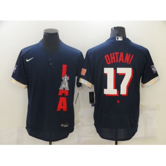 Men's Los Angeles Angels of Anaheim #17 Shohei Ohtani Navy 2021 MLB All-Star Game Authentic Jersey - Ujersey