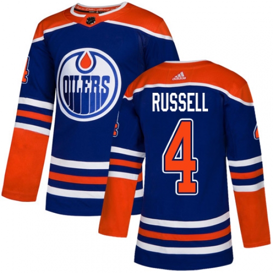 Youth Adidas Edmonton Oilers #4 Kris Russell Authentic Royal Blue Alternate NHL Jersey - Ujersey