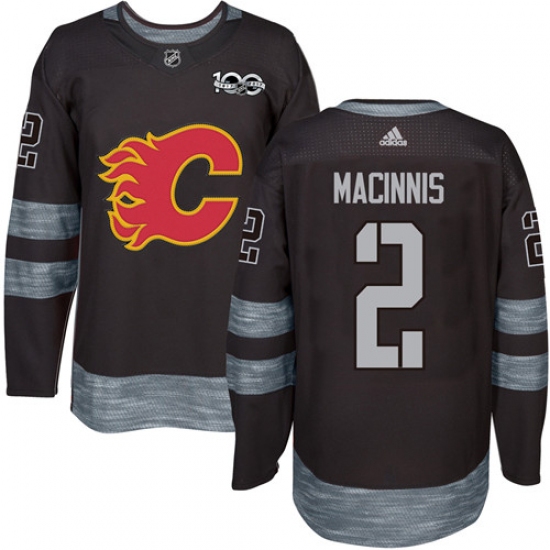 Men's Adidas Calgary Flames #2 Al MacInnis Authentic Black 1917-2017 100th Anniversary NHL Jersey