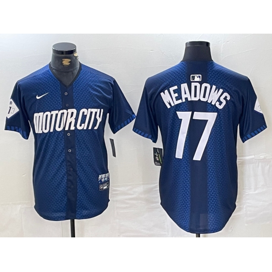 Men's Detroit Tigers #17 Parker Meadows Navy 2024 City Connect Cool Base Limited Stitched Jersey - Ujersey
