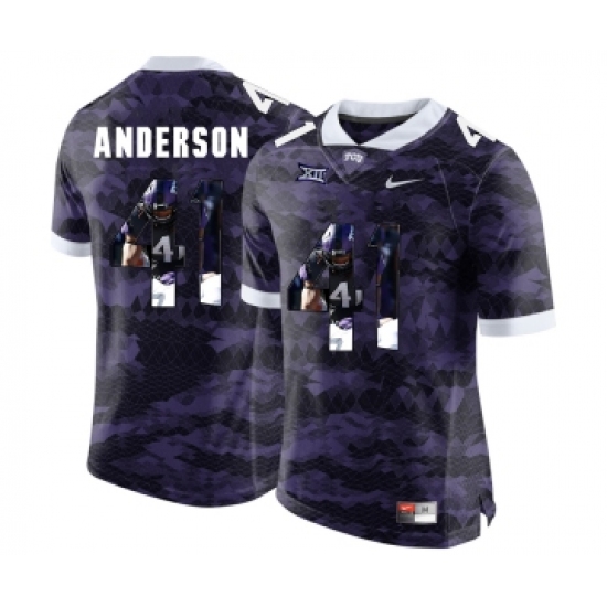 TCU Horned Frogs 41 Jonathan Anderson Purple With Portrait Print College Football Limited Jersey - Ujersey