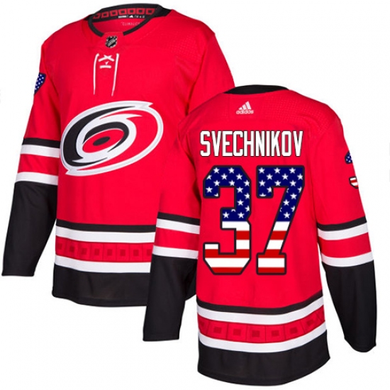Men's Adidas Carolina Hurricanes #37 Andrei Svechnikov Authentic Red USA Flag Fashion NHL Jersey - Ujersey