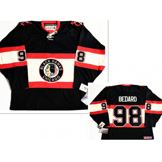 Men's Chicago Blackhawks #98 Connor Bedard Black Ccm Classic Stitched Hockey Jersey - Ujersey