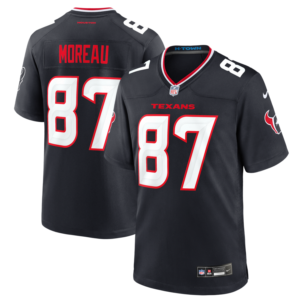 Men's Houston Texans Foster Moreau Nike Navy Team Game Jersey - U-jersey
