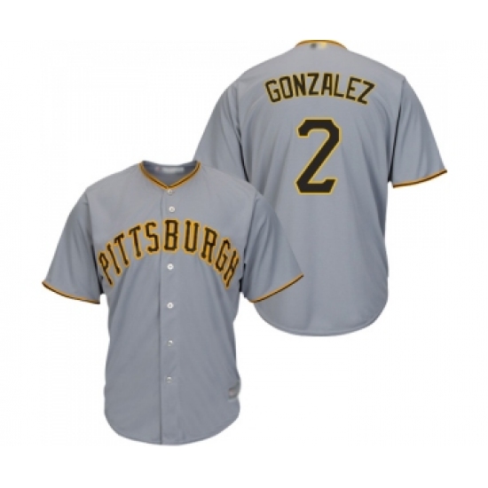 Youth Pittsburgh Pirates #2 Erik Gonzalez Replica Grey Road Cool Base Baseball Jersey - Ujersey