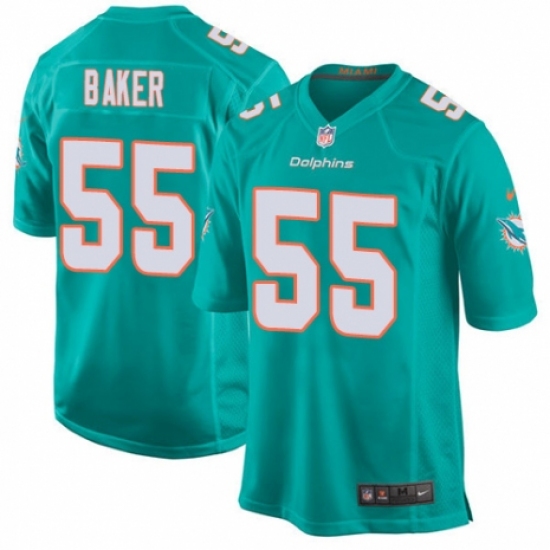 Men's Nike Miami Dolphins #55 Jerome Baker Game Aqua Green Team Color NFL Jersey - Ujersey