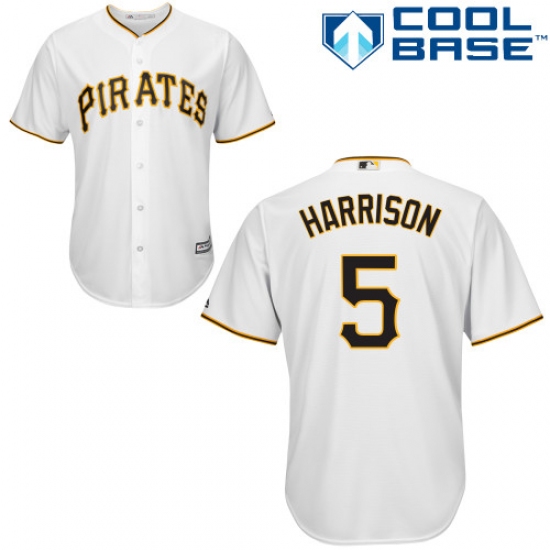 Youth Majestic Pittsburgh Pirates #5 Josh Harrison Authentic White Home Cool Base MLB Jersey - Ujersey