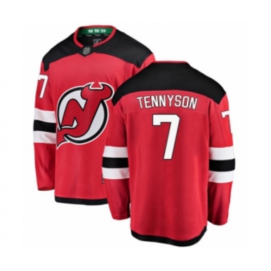 Men's New Jersey Devils #7 Matt Tennyson Fanatics Branded Red Home Breakaway Hockey Jersey - Ujersey
