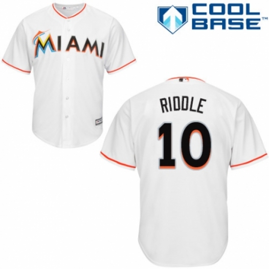 Youth Majestic Miami Marlins #10 JT Riddle Authentic White Home Cool Base MLB Jersey - Ujersey