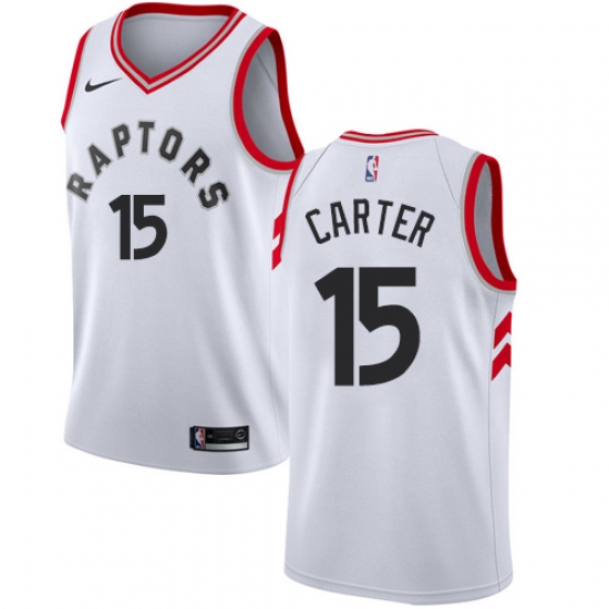 Youth Nike Toronto Raptors #15 Vince Carter Authentic White NBA Jersey - Association Edition - Ujersey