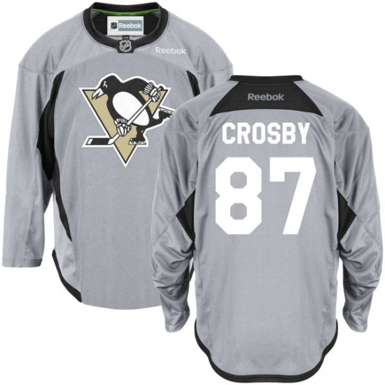 Men's Reebok Pittsburgh Penguins #87 Sidney Crosby Authentic Grey Practice NHL Jersey - Ujersey