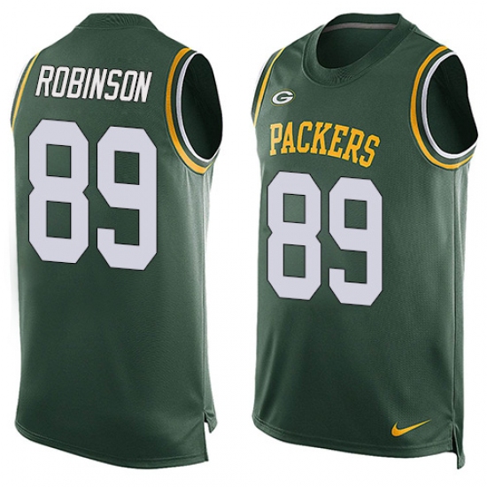 Men's Nike Green Bay Packers #89 Dave Robinson Limited Green Player Name & Number Tank Top NFL Jersey - Ujersey