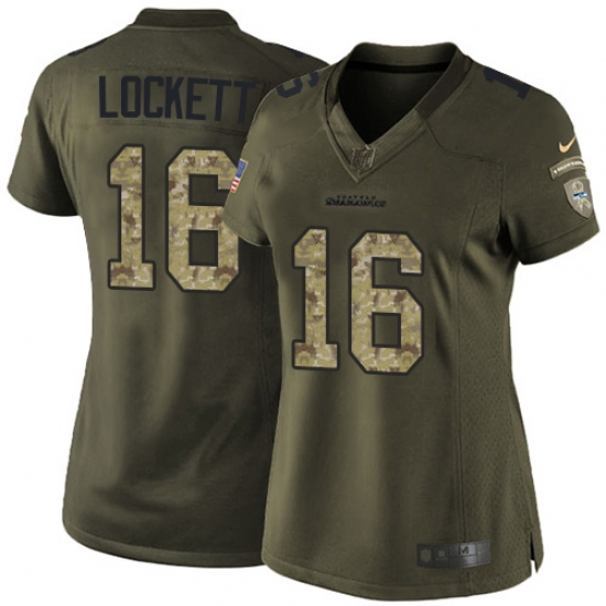 Women's Nike Seattle Seahawks #16 Tyler Lockett Elite Green Salute to Service NFL Jersey - Ujersey