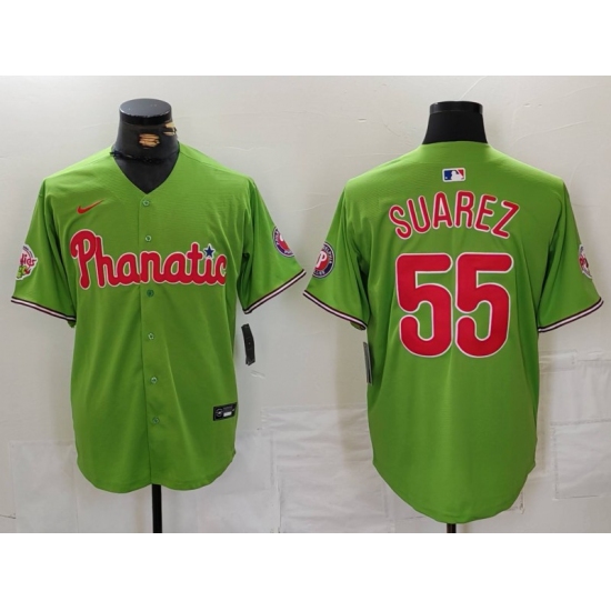 Men's Philadelphia Phillies #55 Ranger Suarez Green With Stitched Cool Base Nike Jersey