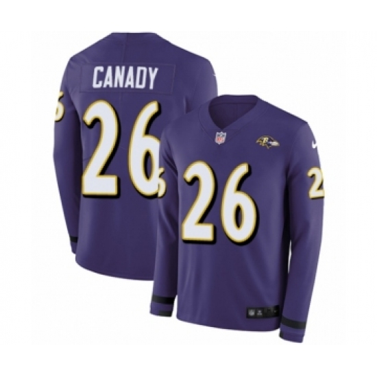 Men's Nike Baltimore Ravens #26 Maurice Canady Limited Purple Therma Long Sleeve NFL Jersey - Ujersey