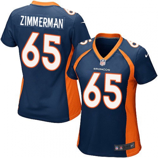 Women's Nike Denver Broncos #65 Gary Zimmerman Game Navy Blue Alternate NFL Jersey - Ujersey