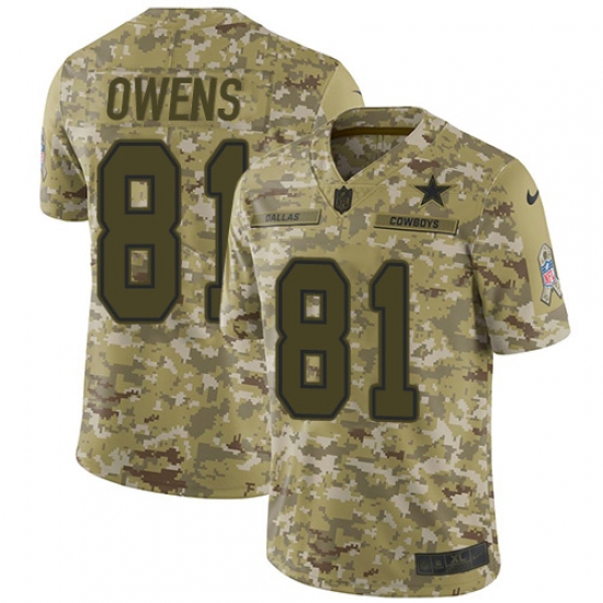 Youth Nike Dallas Cowboys #81 Terrell Owens Limited Camo 2018 Salute to Service NFL Jersey - Ujersey