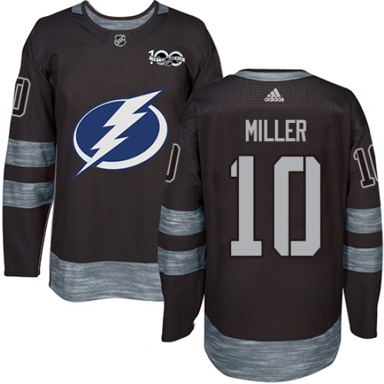 Men's Adidas Tampa Bay Lightning #10 J.T. Miller Authentic Black 1917-2017 100th Anniversary NHL Jersey - Ujersey