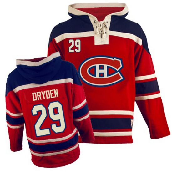 Men's Old Time Hockey Montreal Canadiens #29 Ken Dryden Authentic Red Sawyer Hooded Sweatshirt NHL Jersey - Ujersey