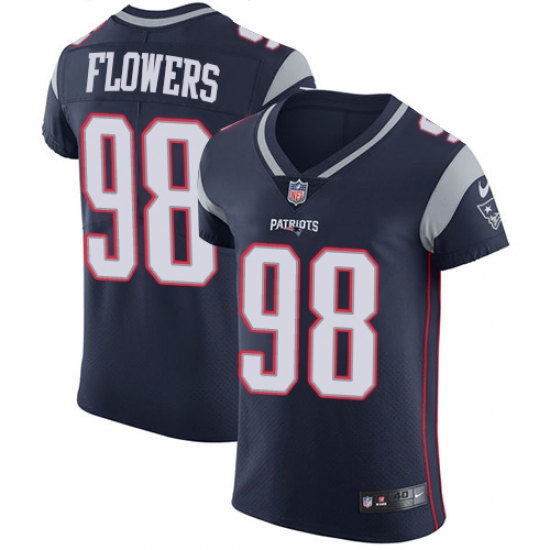Men's Nike New England Patriots #98 Trey Flowers Navy Blue Team Color Vapor Untouchable Elite Player NFL Jersey - Ujersey