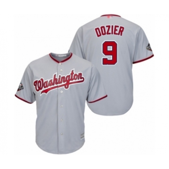Youth Washington Nationals #9 Brian Dozier Authentic Grey Road Cool Base 2019 World Series Bound Baseball Jersey - Ujersey