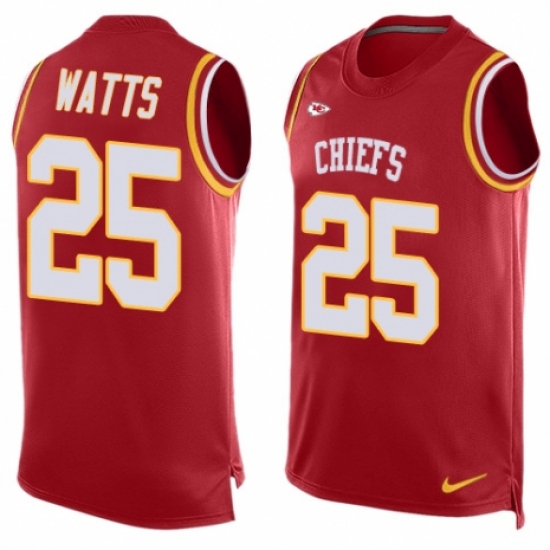Men's Nike Kansas City Chiefs #25 Armani Watts Limited Red Player Name & Number Tank Top NFL Jersey - Ujersey