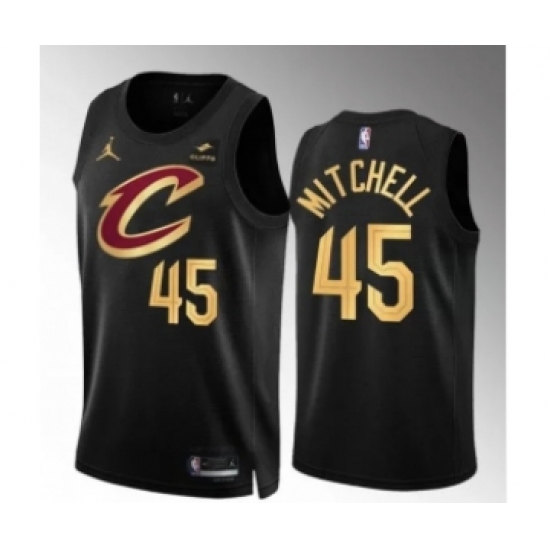 Men's Cleveland Cavaliers #45 Donovan Mitchell Black Statement Edition Stitched Jersey - Ujersey