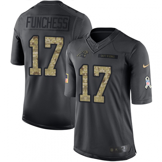 Youth Nike Carolina Panthers #17 Devin Funchess Limited Black 2016 Salute to Service NFL Jersey - Ujersey