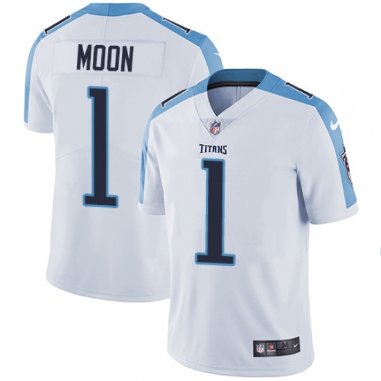 Men's Nike Tennessee Titans #1 Warren Moon White Vapor Untouchable Limited Player NFL Jersey - Ujersey