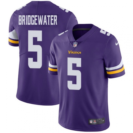 Youth Nike Minnesota Vikings #5 Teddy Bridgewater Purple Team Color Vapor Untouchable Limited Player NFL Jersey - Ujersey